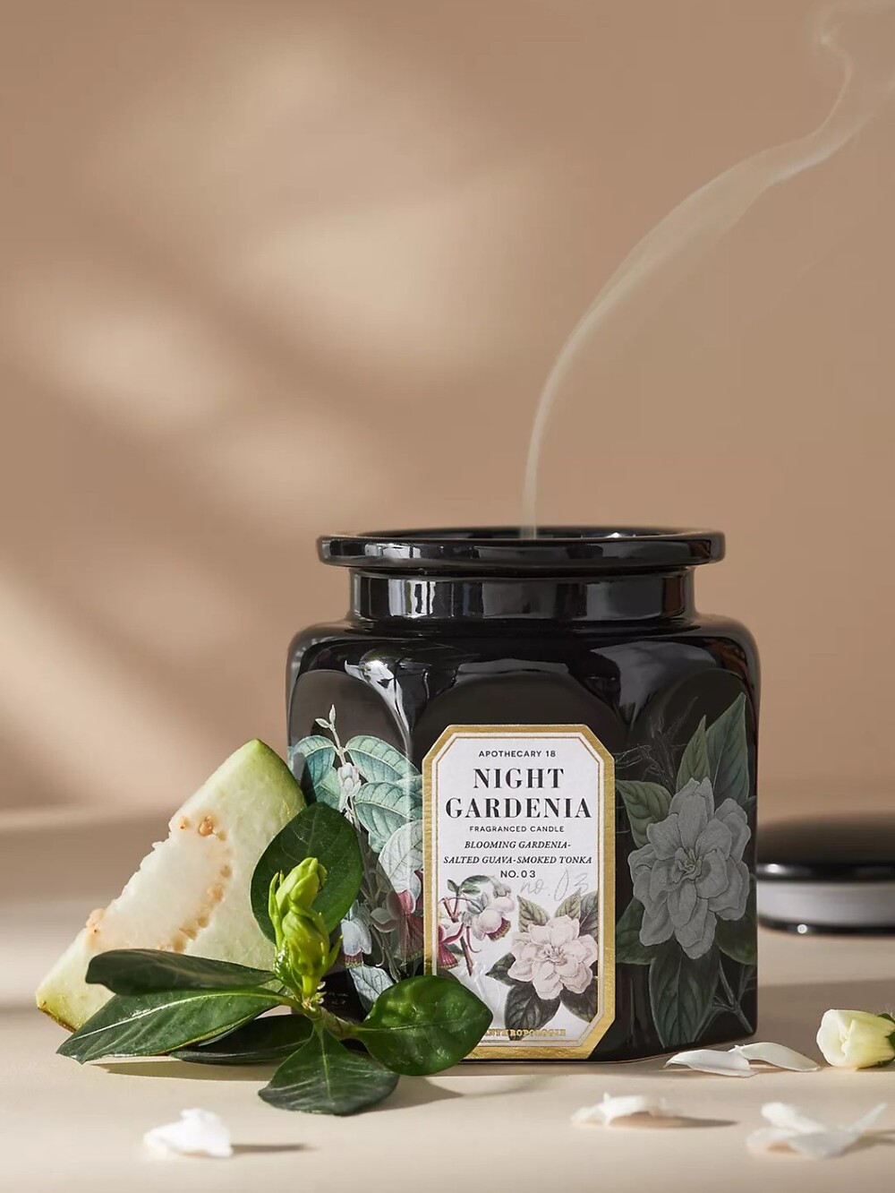 Anthropologie Apothecary 18 Floral Night Gardenia Ceramic Jar Candle